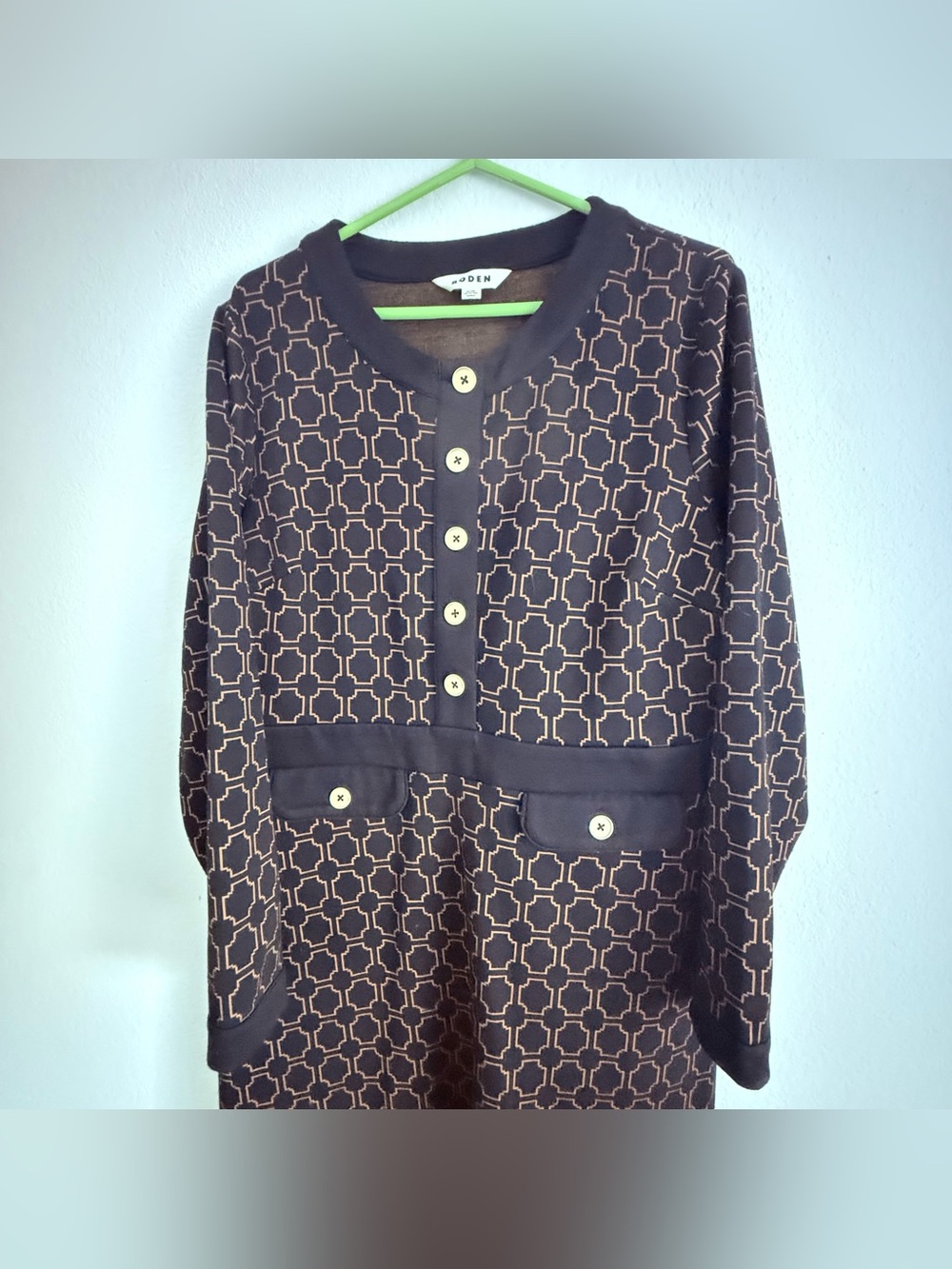 Boden Black Lavinia Button Ottoman Sweater Knitted Dress - Picture 3 of 6